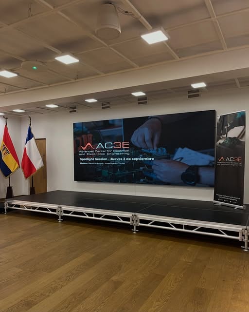 Auditorium prepared for the AC3E technical conference at UTFSM, Valparaíso